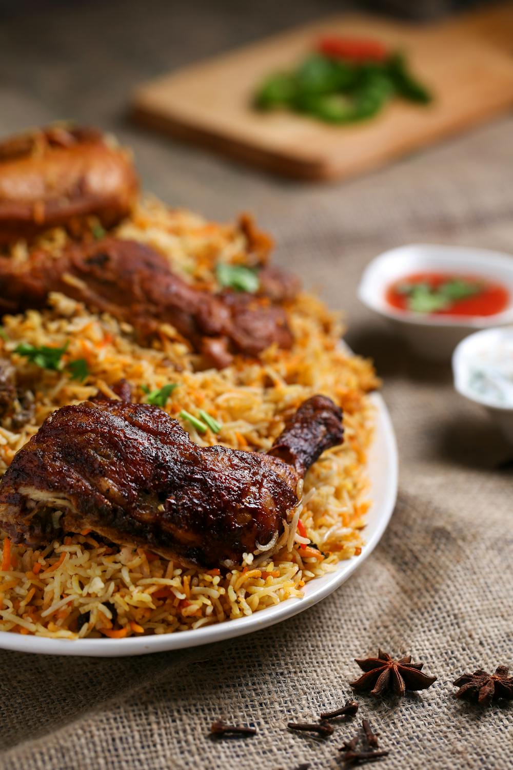 Close-up of the Shahi Murgh Chicken Biryani from Shah Biryani